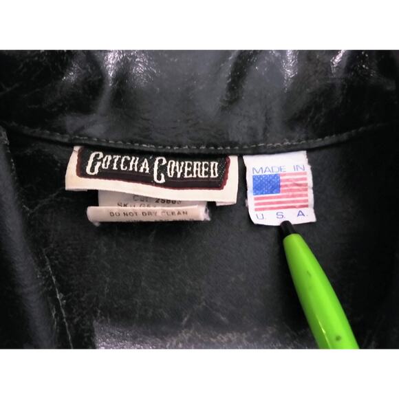 Gotcha Covered Vintage PVC Faux Leather Jacket Sz Small Black USA Made - Picture 4 of 4